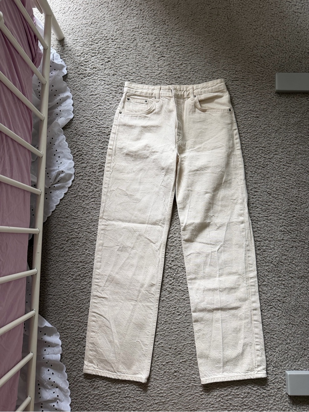 Zara Cream High-Rise Jeans